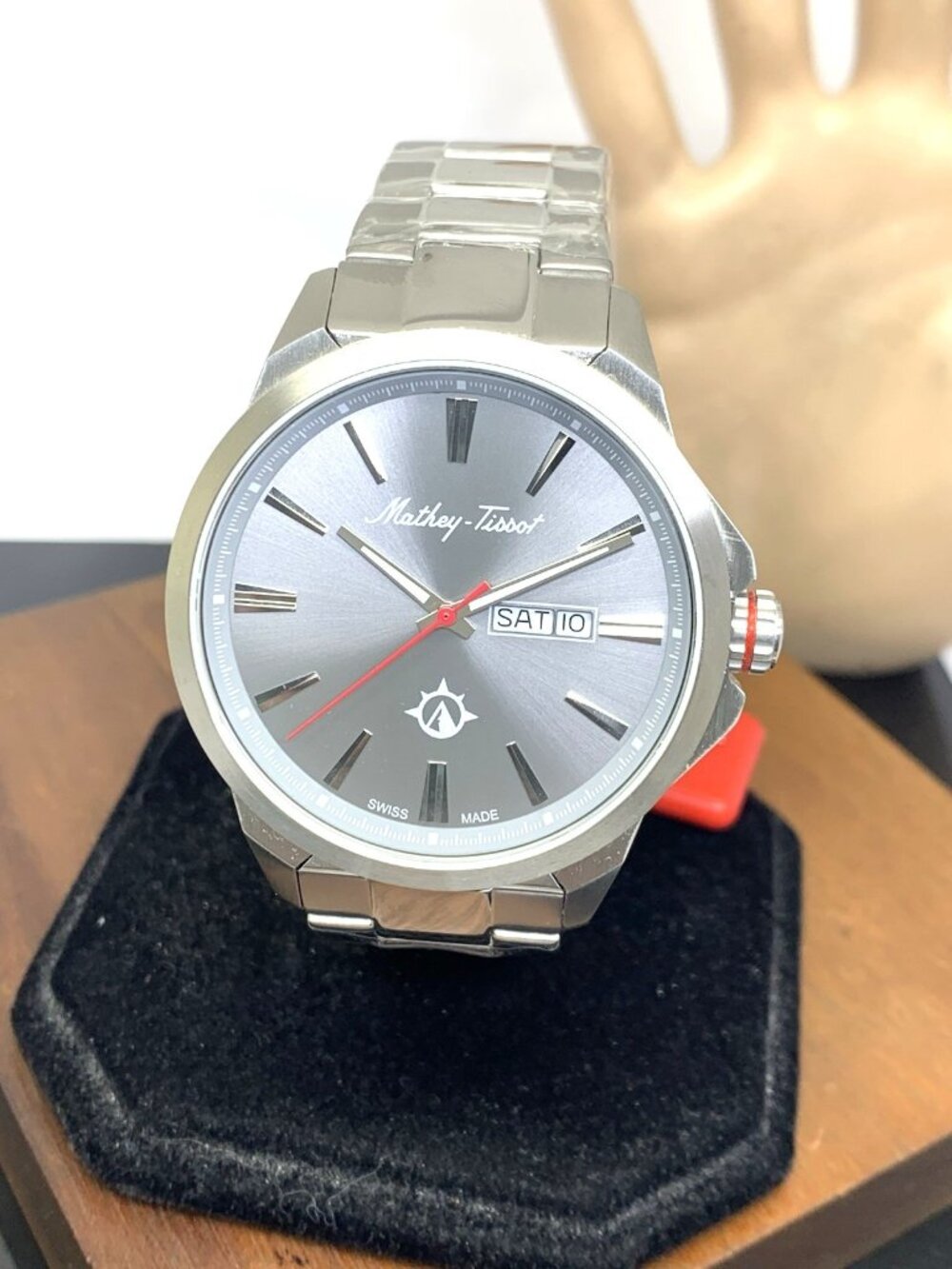 Mathey-Tissot Men's Watch Swiss Quartz Gray Dial Day Date Stainless Steel 45mm